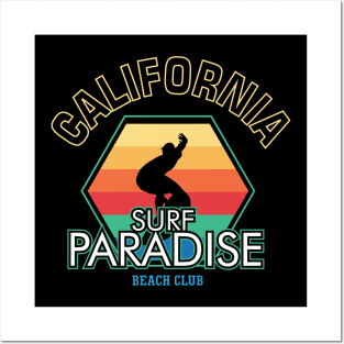 California surf paradise retro beach club Posters and Art